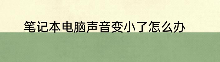 笔记本电脑声音变小了怎么办