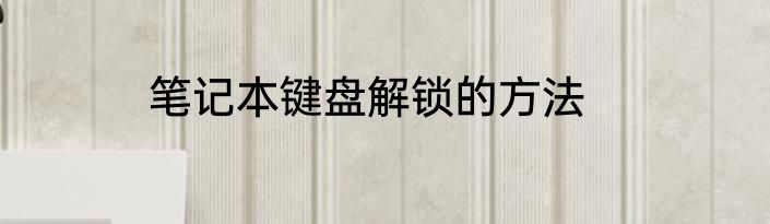 笔记本键盘解锁的方法