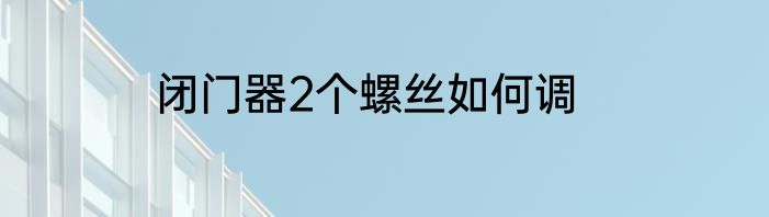 闭门器2个螺丝如何调