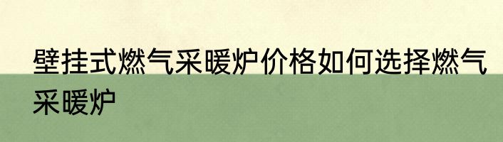 壁挂式燃气采暖炉价格如何选择燃气采暖炉