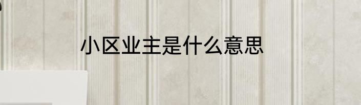 小区业主是什么意思