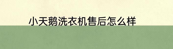 小天鹅洗衣机售后怎么样