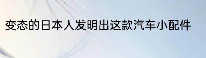 变态的日本人发明出这款汽车小配件