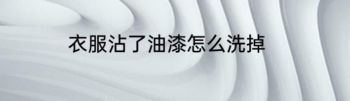 衣服沾了油漆怎么洗掉