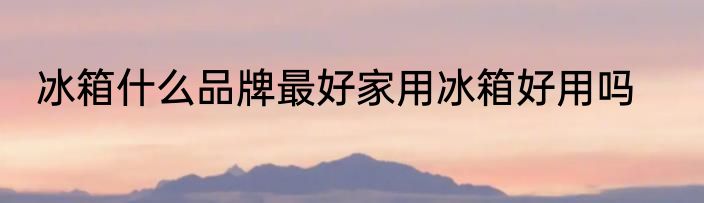 冰箱什么品牌最好家用冰箱好用吗