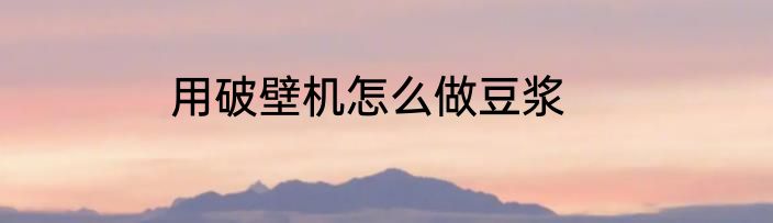 用破壁机怎么做豆浆