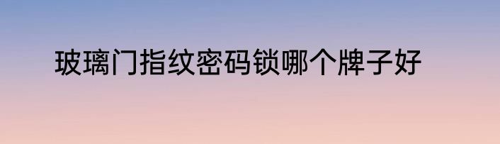 玻璃门指纹密码锁哪个牌子好