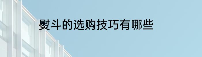 熨斗的选购技巧有哪些