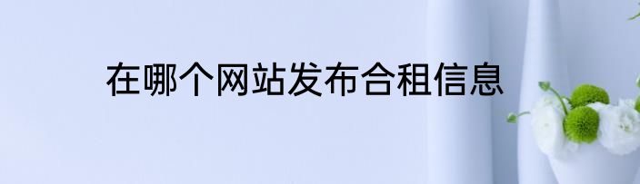 在哪个网站发布合租信息
