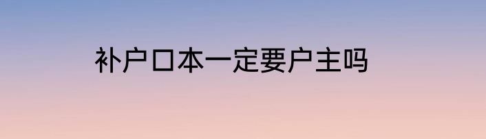 补户口本一定要户主吗
