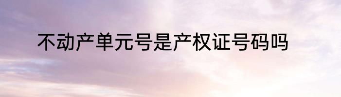 不动产单元号是产权证号码吗