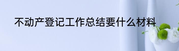 不动产登记工作总结要什么材料