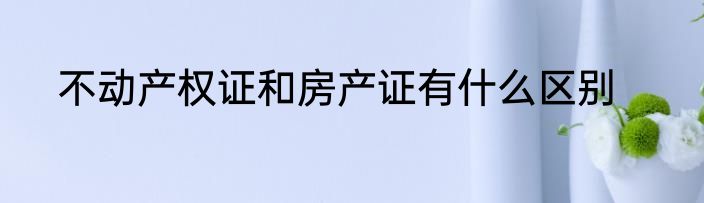 不动产权证和房产证有什么区别