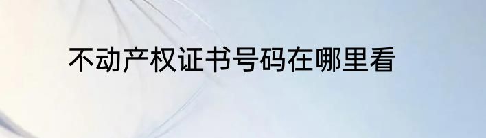 不动产权证书号码在哪里看
