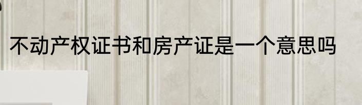 不动产权证书和房产证是一个意思吗