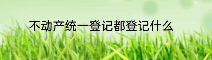不动产统一登记都登记什么