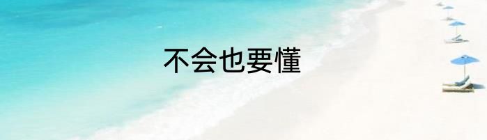不会也要懂