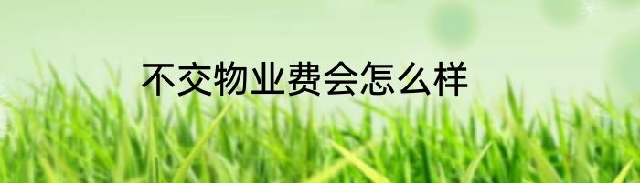 不交物业费会怎么样