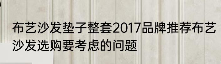 布艺沙发垫子整套2017品牌推荐布艺沙发选购要考虑的问题