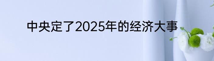 中央定了2025年的经济大事