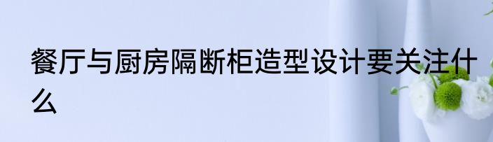 餐厅与厨房隔断柜造型设计要关注什么