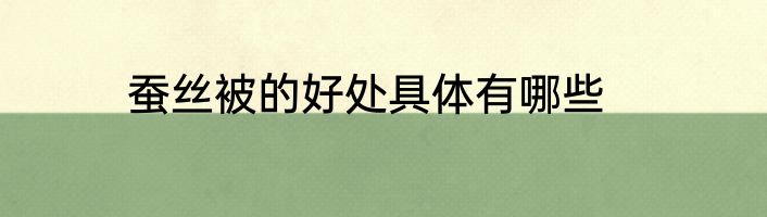蚕丝被的好处具体有哪些
