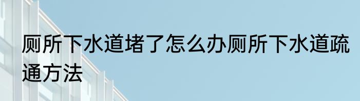 厕所下水道堵了怎么办厕所下水道疏通方法