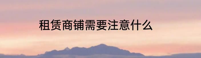 租赁商铺需要注意什么