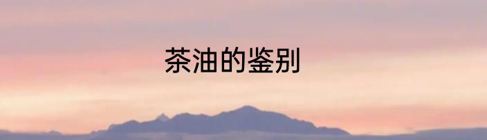 茶油的鉴别