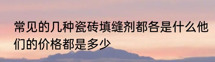 常见的几种瓷砖填缝剂都各是什么他们的价格都是多少