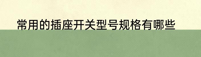常用的插座开关型号规格有哪些