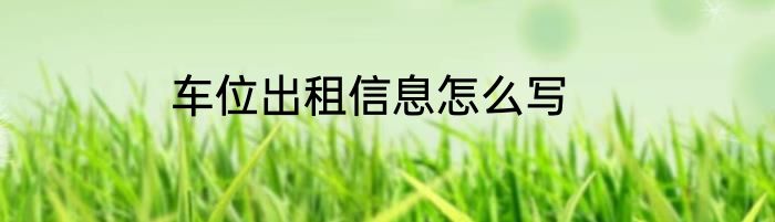 车位出租信息怎么写