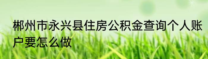 郴州市永兴县住房公积金查询个人账户要怎么做