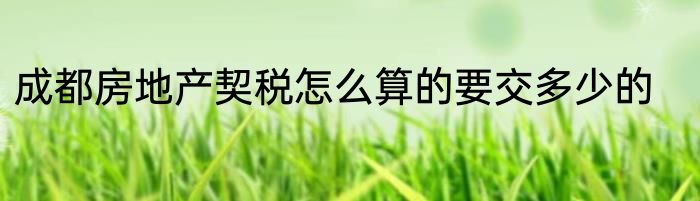成都房地产契税怎么算的要交多少的