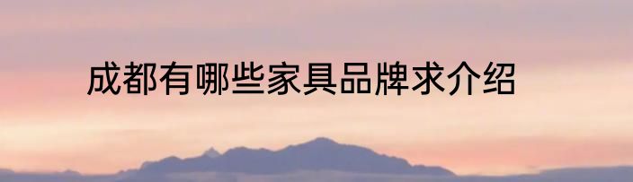 成都有哪些家具品牌求介绍