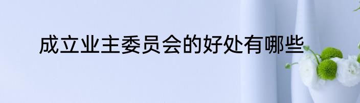 成立业主委员会的好处有哪些
