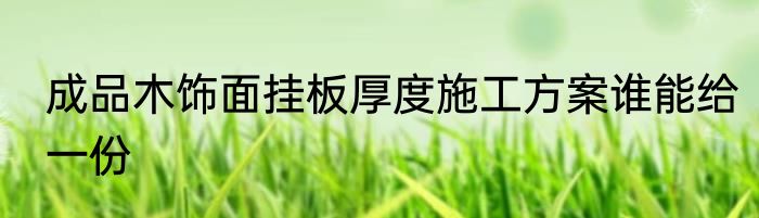 成品木饰面挂板厚度施工方案谁能给一份