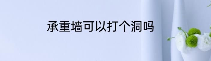 承重墙可以打个洞吗