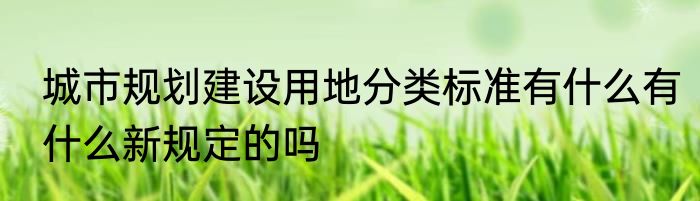 城市规划建设用地分类标准有什么有什么新规定的吗