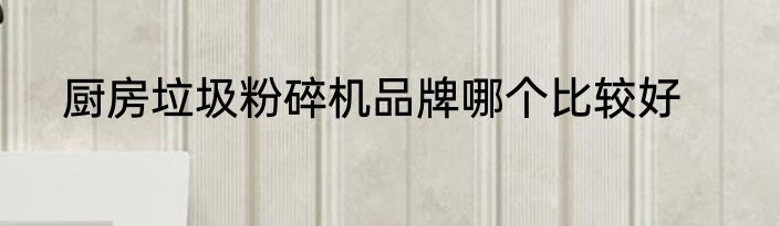 厨房垃圾粉碎机品牌哪个比较好