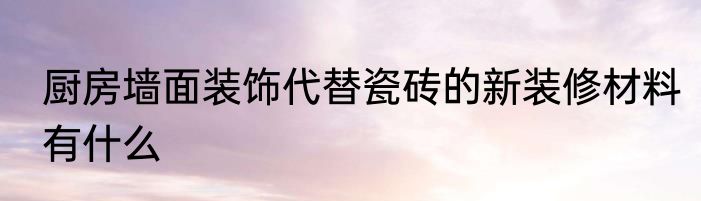 厨房墙面装饰代替瓷砖的新装修材料有什么