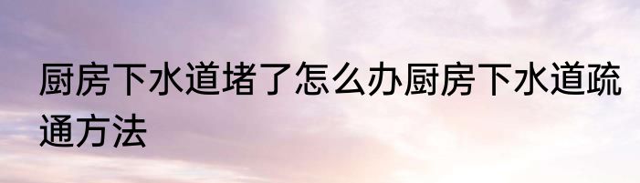 厨房下水道堵了怎么办厨房下水道疏通方法