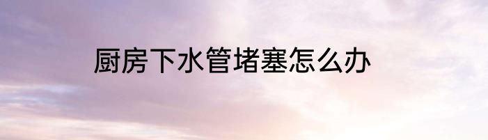 厨房下水管堵塞怎么办