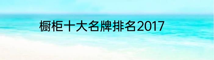 橱柜十大名牌排名2017