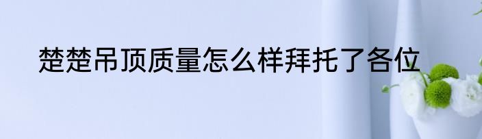 楚楚吊顶质量怎么样拜托了各位