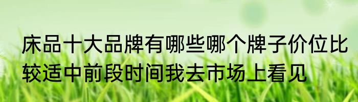 床品十大品牌有哪些哪个牌子价位比较适中前段时间我去市场上看见