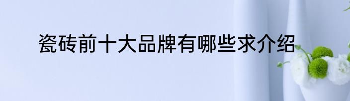 瓷砖前十大品牌有哪些求介绍