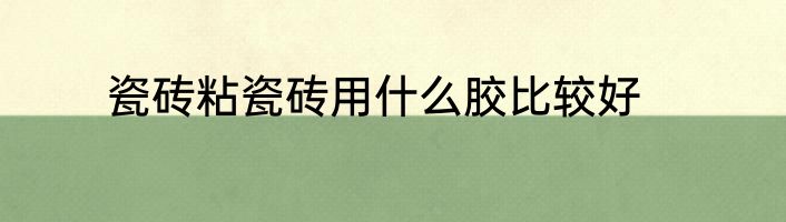瓷砖粘瓷砖用什么胶比较好