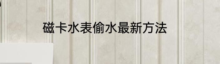 磁卡水表偷水最新方法