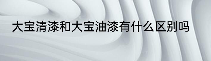 大宝清漆和大宝油漆有什么区别吗